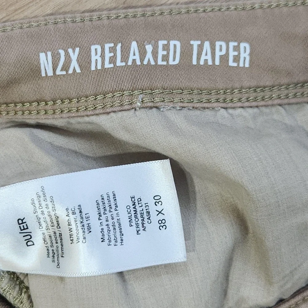 DU/ER N2X Relaxed Taper Pants Mens 38x30 Beige Chino Canvas Casual MFNR1002
